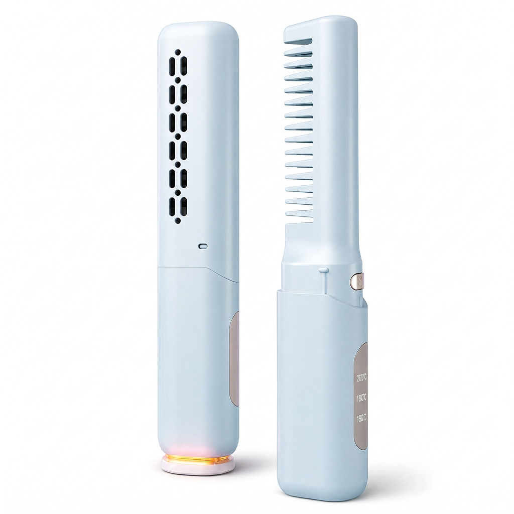💇 50% RABATT! ✨ 2-in-1 Glättbürste & Lockenstab – Kabellos, mini & für Reisen ✨