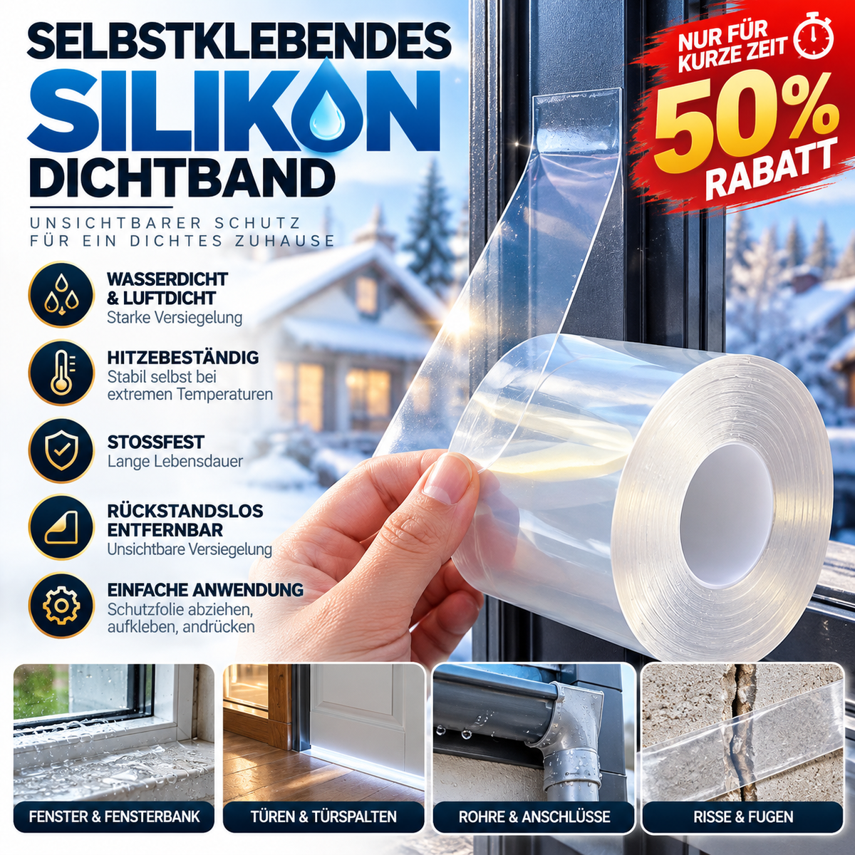 💧Selbstklebendes Silikon-Dichtungsband