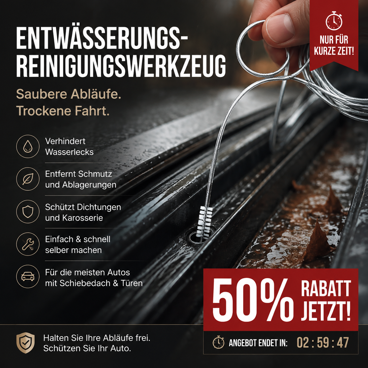 Abflussreinigungsbürste für Autoabflussloch