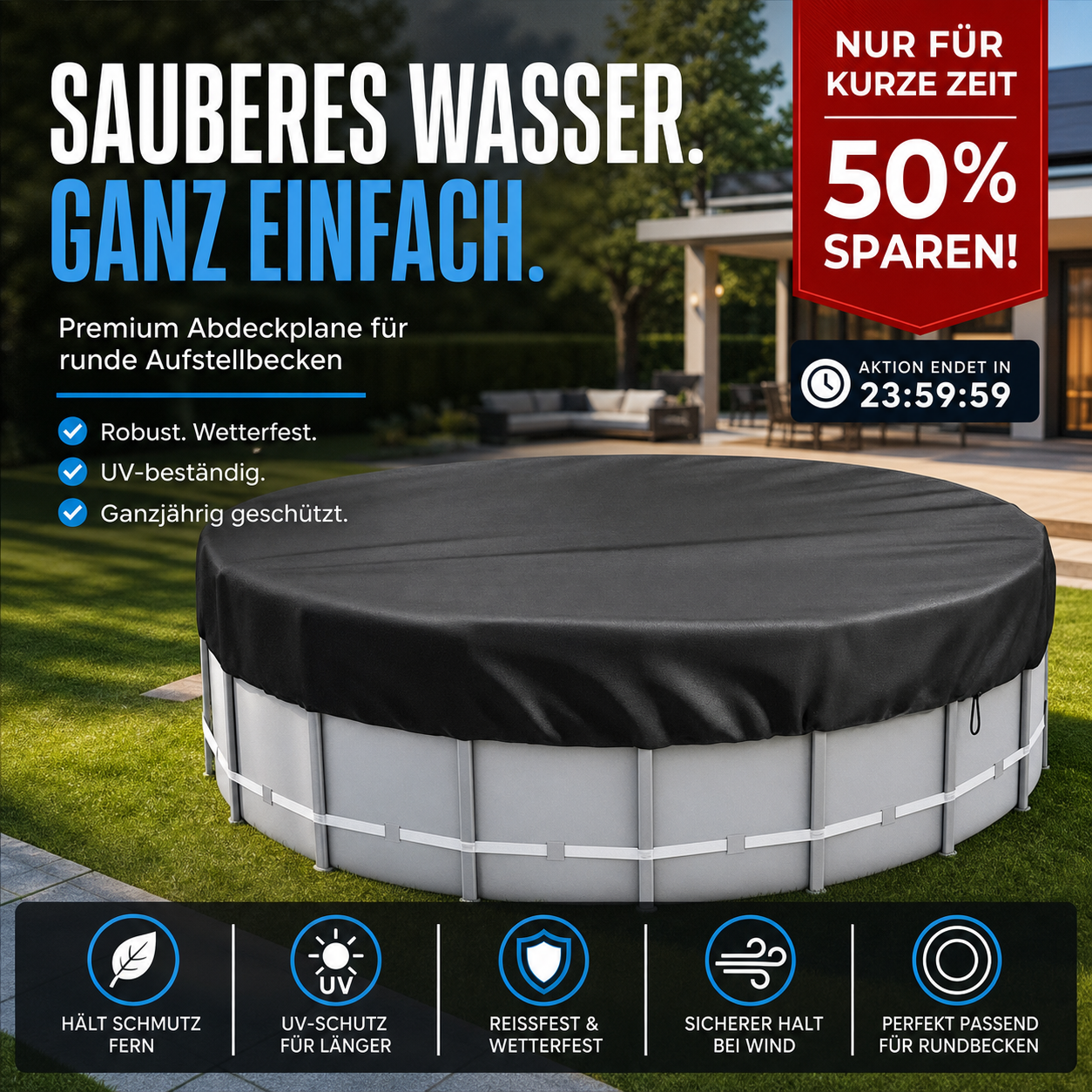 210D Oxford – wasserdichte Abdeckung für Aufstellpools