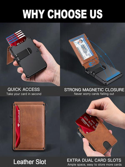 💼 50% RABATT! 🛡️ Schlankes Herren-Portemonnaie mit RFID-Schutz – Kartenfächer, Münzfach & Aluminium-Geldklammer 💳