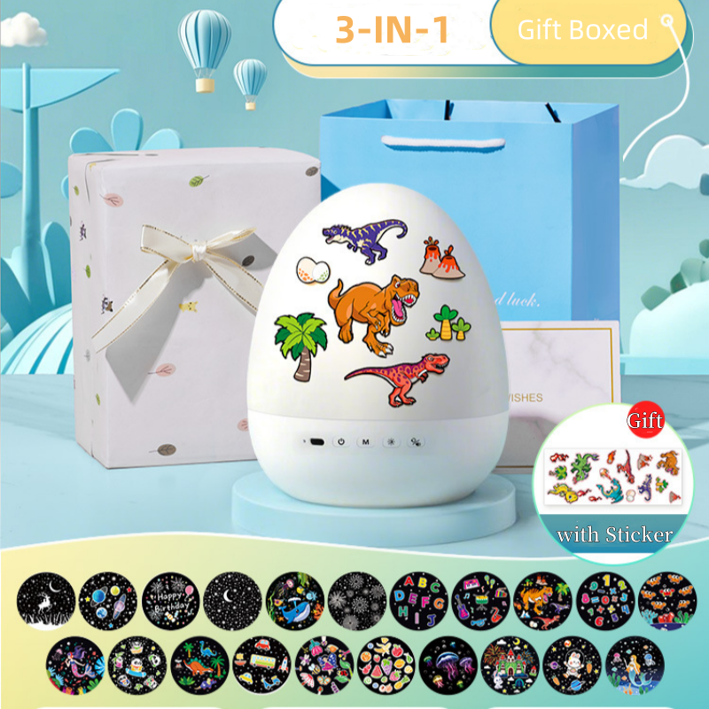 🔥 Heute -50 %! 🦕🦕🥚 Dino-Ei-Nachtlicht-Projektor mit Musik – Timer, 360° drehbar – magisches Kinderzimmer! ✨