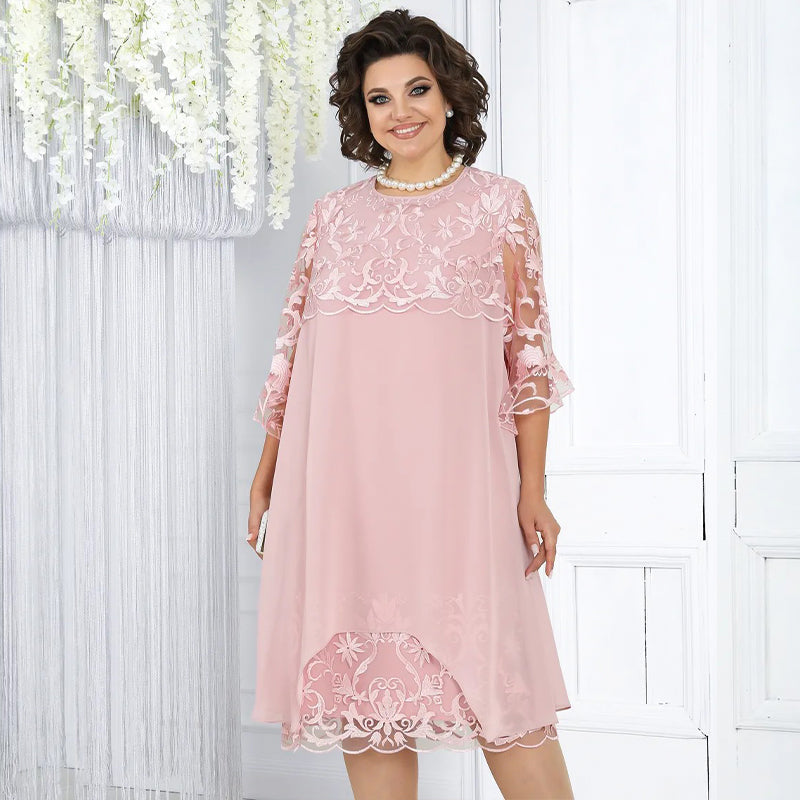 Spitzen-Midikleid für Damen in lockerer Passform