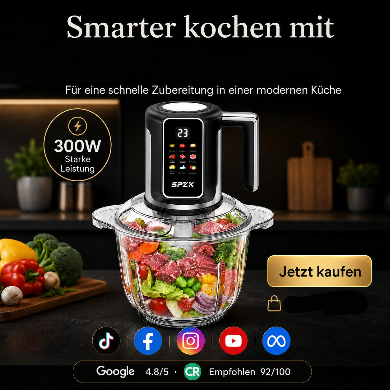 🔪USB-Kabelloser Küchenzerkleinerer für Fleisch, Saucen und mehr – Schnell, hygienisch und einfach! 🍖🥦