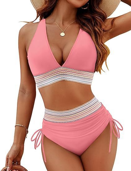 🩵HEISSER VERKAUF 60% RABATT🩵👙Patchwork-Bikini mit V-Ausschnitt, 2-teiliges Set