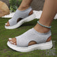 Atmungsaktive Plateau-Sandalen aus Strick für Damen