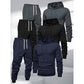 Set aus Kapuzenpullover und Jogginghose für Herren, Sportanzug aus Polyester, einfarbig, langärmelig, leicht dehnbarer Strickstoff