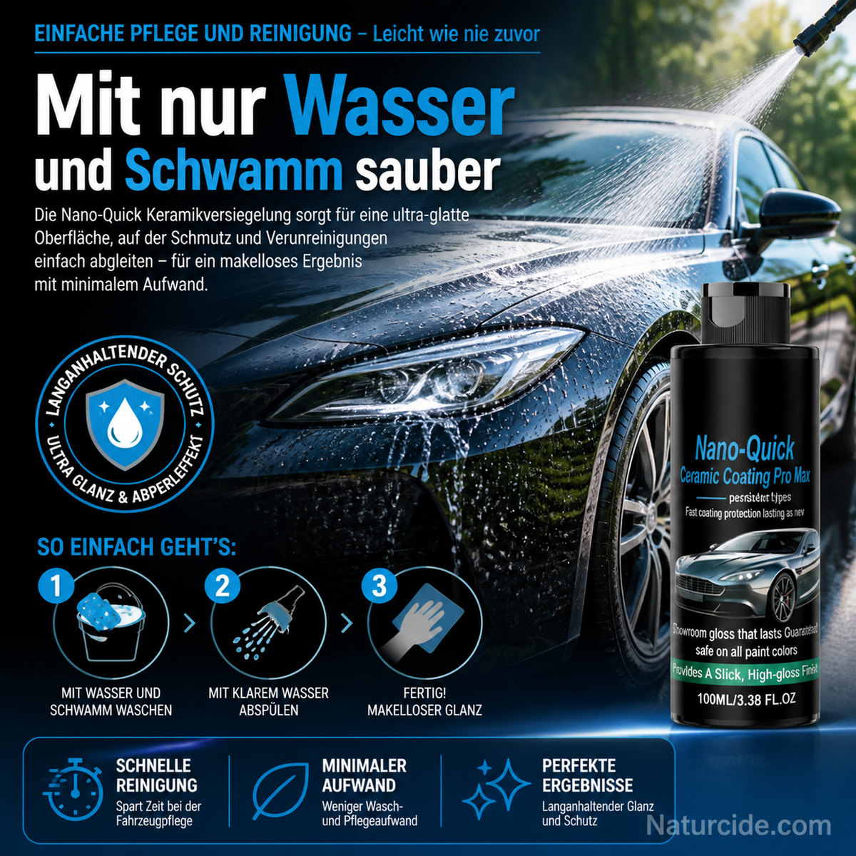 🎁50% Rabatt🔥Hochglänzendes Nano-Keramik-Beschichtungsspray, wasserabweisend & kratzfest