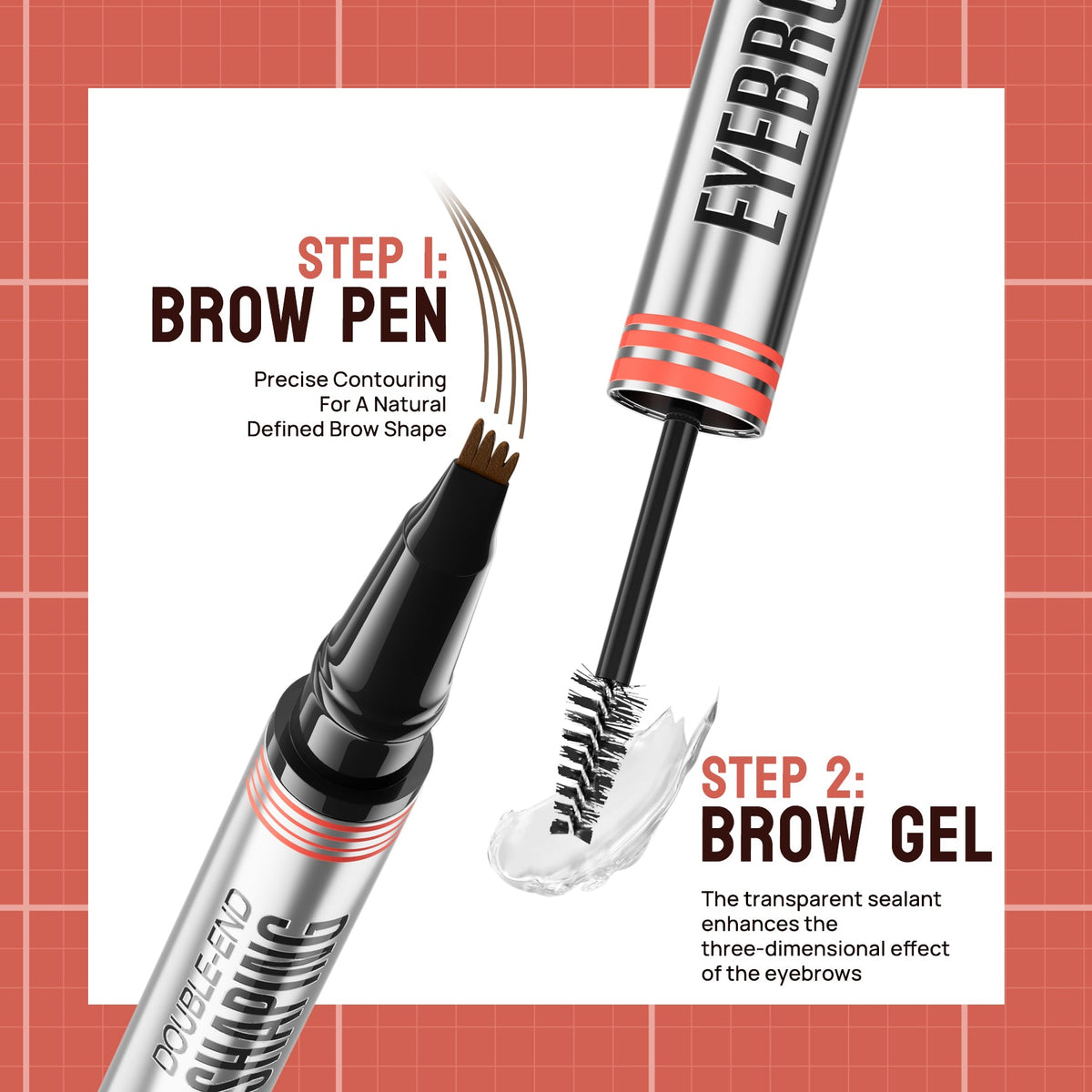 🔥2-in-1-Augenbrauenstift und fixierendes Augenbrauengel für wirklich vollere Augenbrauen🥳