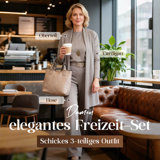 🍁60% RABATT! 🧥 3-teiliges Set: Longline-Cardigan, Top & Hose – Neu im Herbst/Winter – Kuschelig weich, Modischer Layer-Look & Perfekte Passform ✨