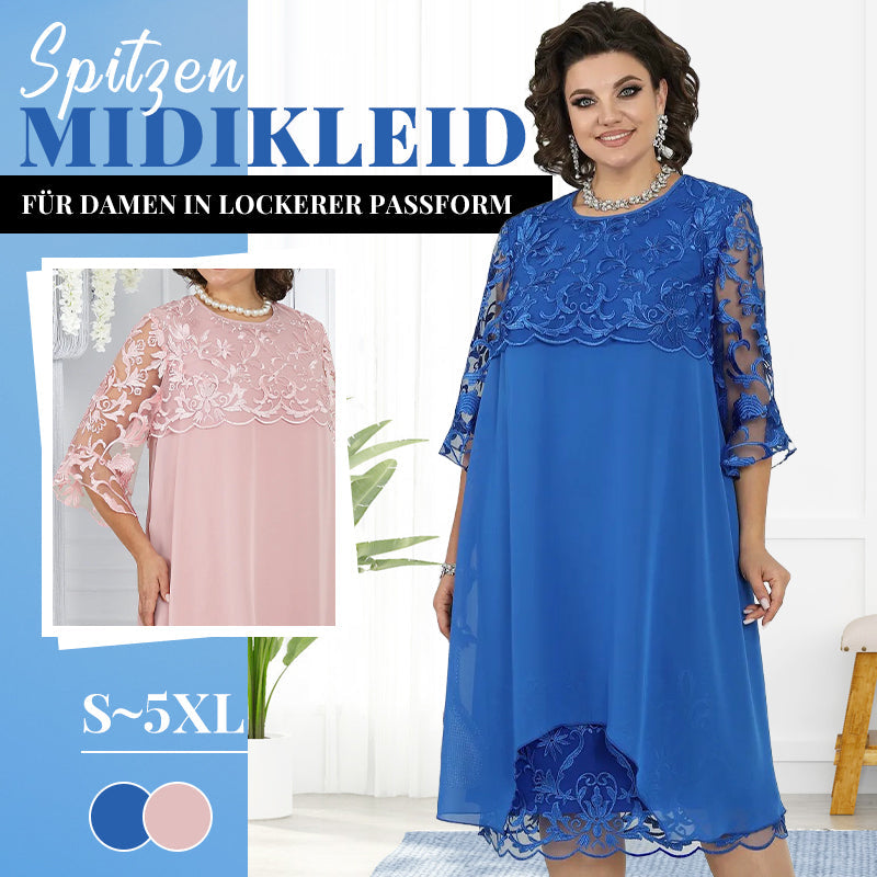 Spitzen-Midikleid für Damen in lockerer Passform