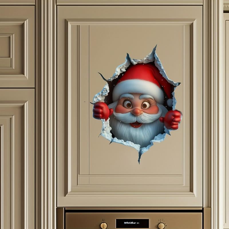 🎄❄️Frühweihnachts-Sonderangebot: 50 % Rabatt!!🎅Kreativer Weihnachts-Wandaufkleber, Weihnachtsmann im Cartoon-Design, Weihnachtsdekoration für zu Hause