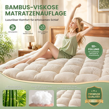 🥳HEISSER SALE 2026🥳💞50.000+ VERKAUFT!👵❤️ Matratzenauflage aus Bambusfaser-Viskose mit tiefen Taschen, gesteppter Matratzentopper, weich & druckentlastend