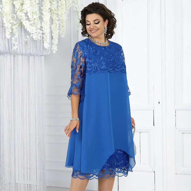 Spitzen-Midikleid für Damen in lockerer Passform