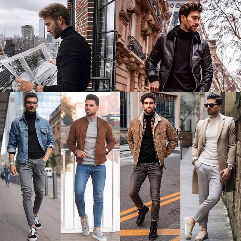 Herren-Rollkragenpullover in schmaler Passform