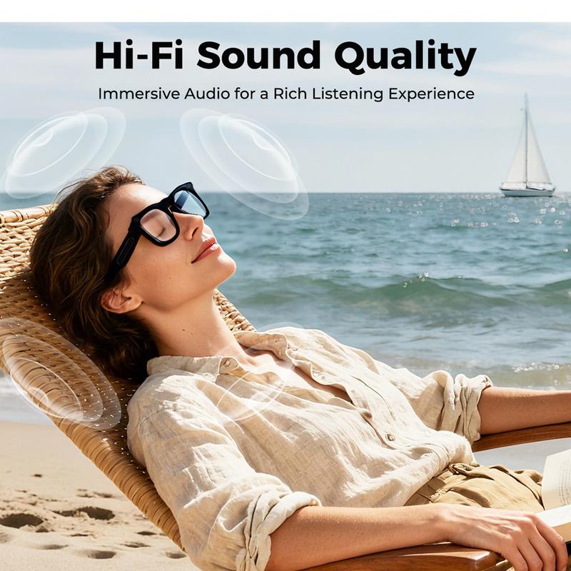 KI-Smart-Brille mit ChatGPT, 8-MP-Kamera und HD 1200P 4K-Videoaufzeichnung, Echtzeitübersetzung in über 160 Sprachen, Bluetooth 5.4, HiFi-Audio- und Musiksteuerung, intelligente Sonnenbrille mit Videoaufzeichnung für unterwegs