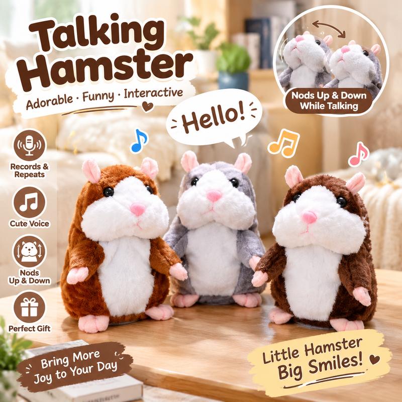 Sprechender Hamster als Plüschtier – wiederholt alles, was man sagt, schüttelt automatisch den Kopf, urkomischer Spaß für Kinder und Erwachsene