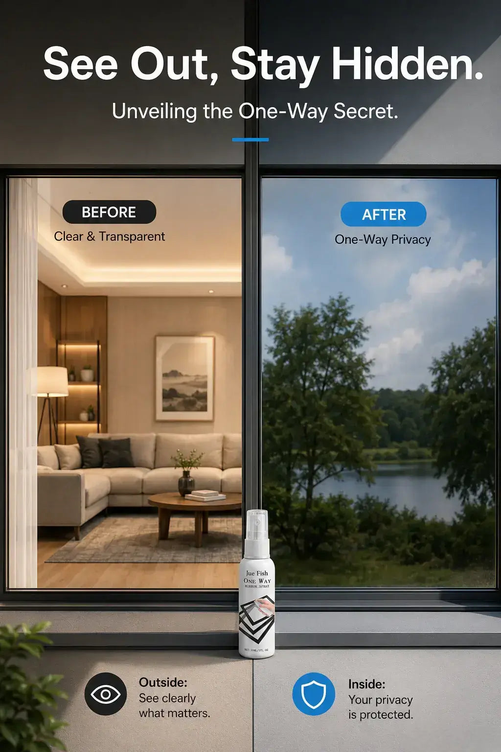 🔥 50% OFF🔥 Reflective Window Spray | One-Way Mirror Privacy Shield for Home & Car