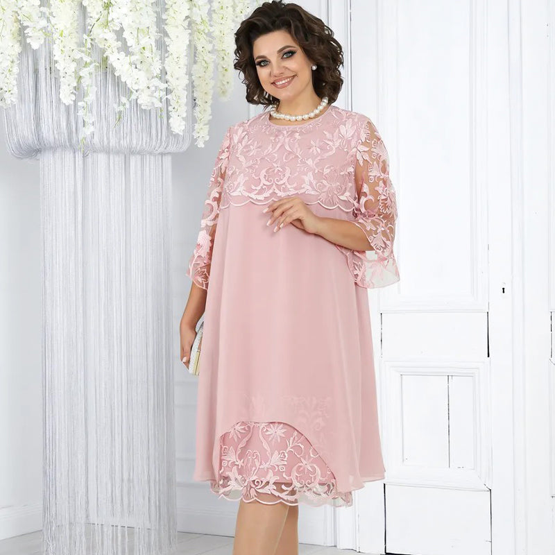 Spitzen-Midikleid für Damen in lockerer Passform