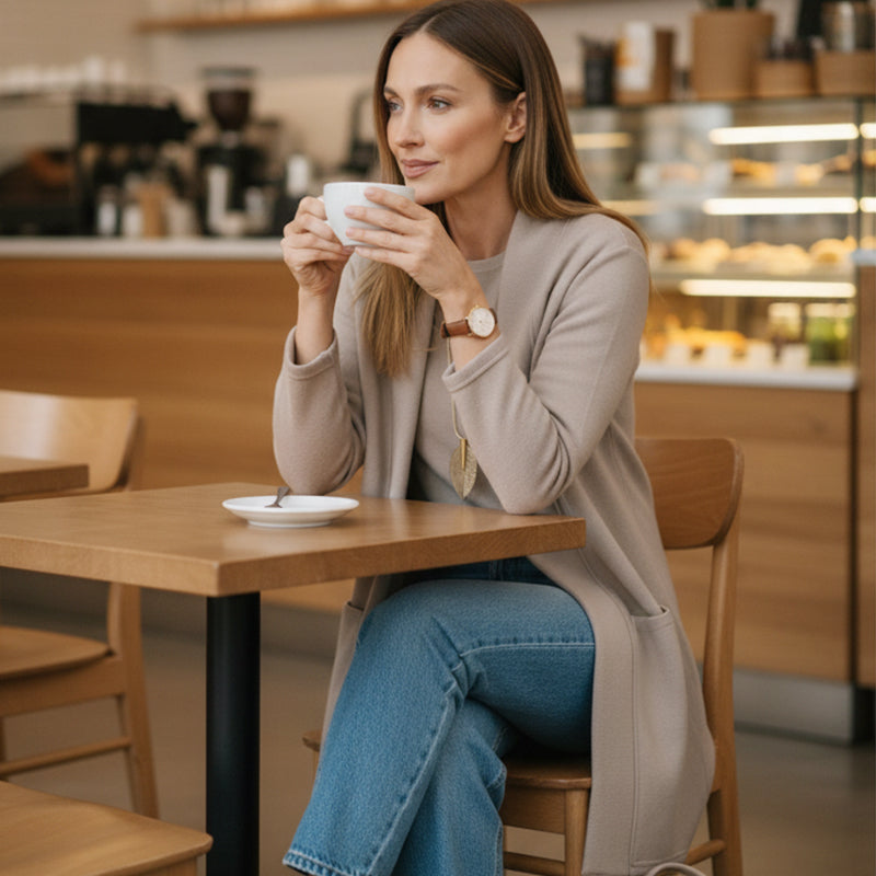 🍁60% RABATT! 🧥 3-teiliges Set: Longline-Cardigan, Top & Hose – Neu im Herbst/Winter – Kuschelig weich, Modischer Layer-Look & Perfekte Passform ✨