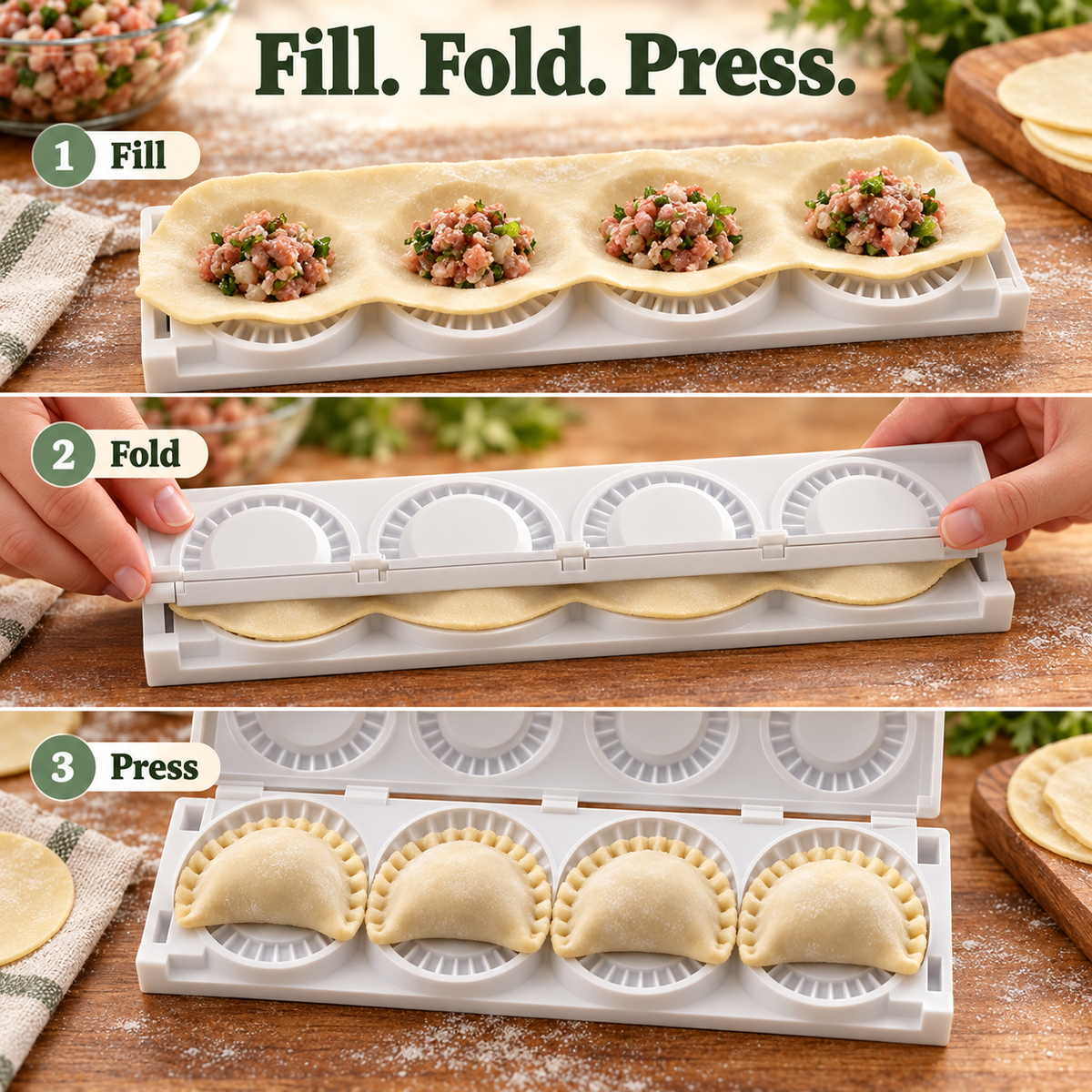PIEROGIES Teigtaschen-Form – Küchenform für Teigtaschen &amp; Wasserpresse für Teigtaschen