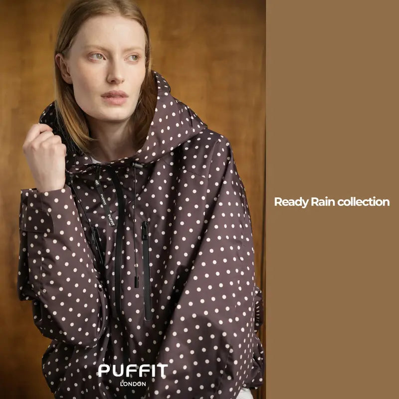 🧥Kapuze mit breiter Krempe💧Kurze, übergroße Regenjacke mit ausgestelltem Saum und verstellbaren Ärmelbündchen