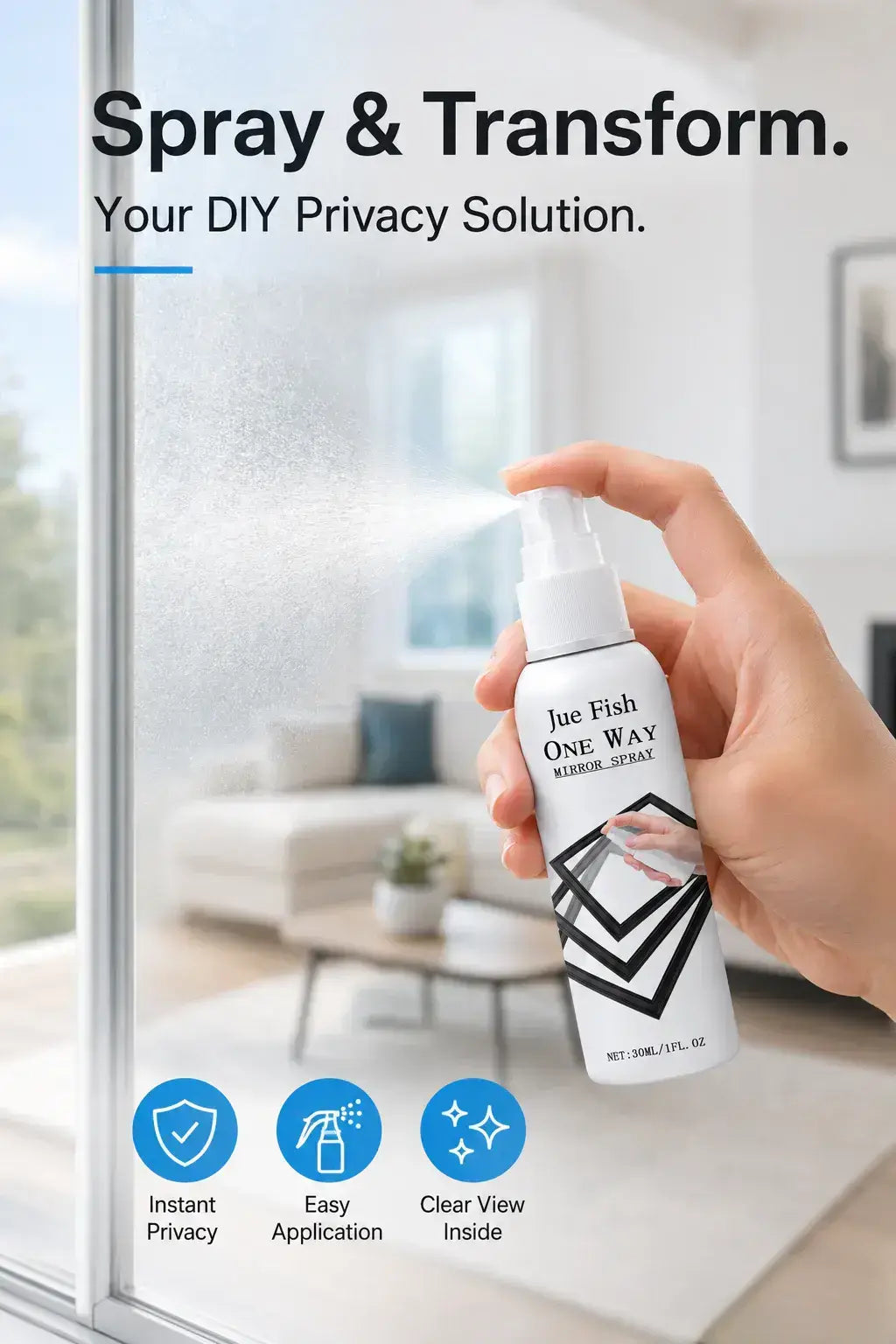 🔥 50% OFF🔥 Reflective Window Spray | One-Way Mirror Privacy Shield for Home & Car