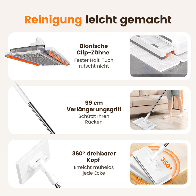 🎁50% Rabatt🧹✨ Einweg-Staubmopp mit 4 wiederverwendbaren Bezügen – Praktisch und effektiv 💥🌟