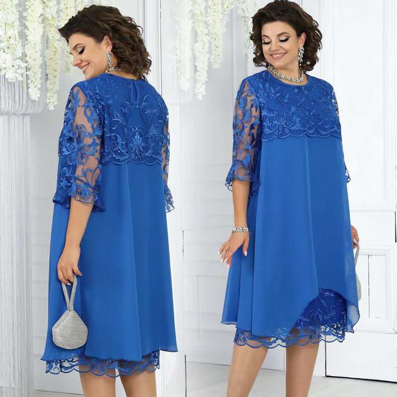 Spitzen-Midikleid für Damen in lockerer Passform