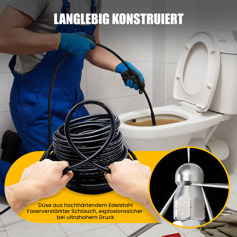 🚿 42% RABATT! ⚡ Reinigungsset für Abwasserkanäle 5800 PSI – Rotierende Düse, Verstärkter Schlauch & Effektive Rohrreinigung 🛠️ Kostenloser Versand