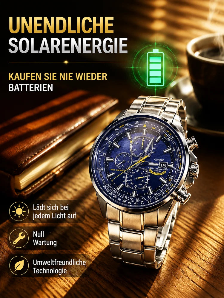 2D Dreiaugen-Sechszeiger-Solar-Fliegeruhr