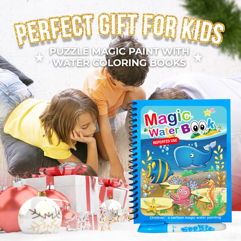 🎨 42% RABATT! ✨ MAGISCHE MALPUZZLE - WASSERFARBBUCH MIT 4 PINSELN, Lernspielzeug für Kinder ab 3 Jahren, Kreatives Beschäftigungsset 🖌️📚