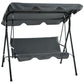 Outsunny Hollywoodschaukel mit Sitzpolster, 3-Sitzer Gartenschaukel mit verstellbarem Sonnendach, Schaukelbank belast bis 240 kg, für Garten, Terrasse, 172 x 110 x 153 cm