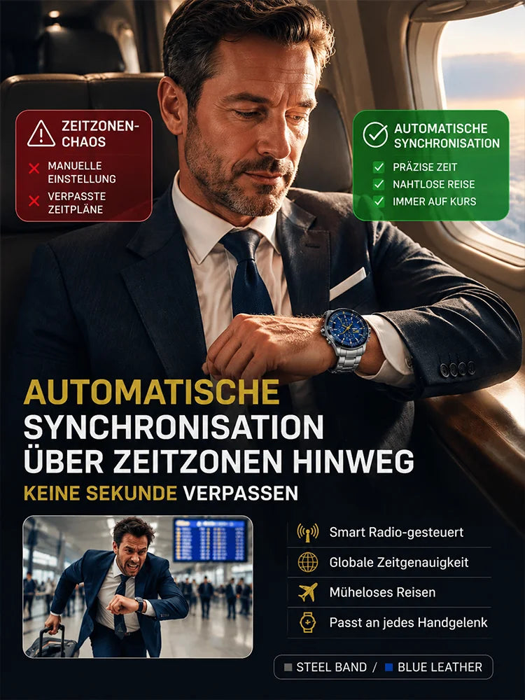 2D Dreiaugen-Sechszeiger-Solar-Fliegeruhr