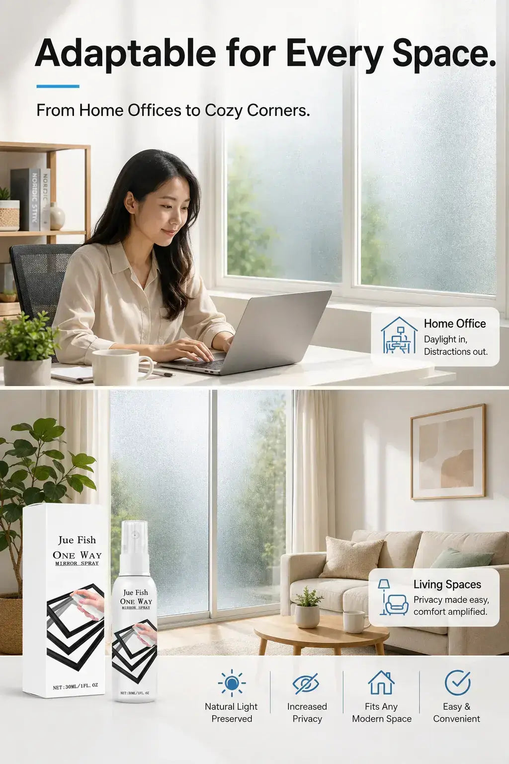 🔥 50% OFF🔥 Reflective Window Spray | One-Way Mirror Privacy Shield for Home & Car