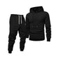 Set aus Kapuzenpullover und Jogginghose für Herren, Sportanzug aus Polyester, einfarbig, langärmelig, leicht dehnbarer Strickstoff