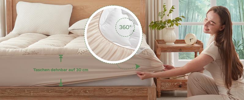 🥳HEISSER SALE 2026🥳💞50.000+ VERKAUFT!👵❤️ Matratzenauflage aus Bambusfaser-Viskose mit tiefen Taschen, gesteppter Matratzentopper, weich & druckentlastend