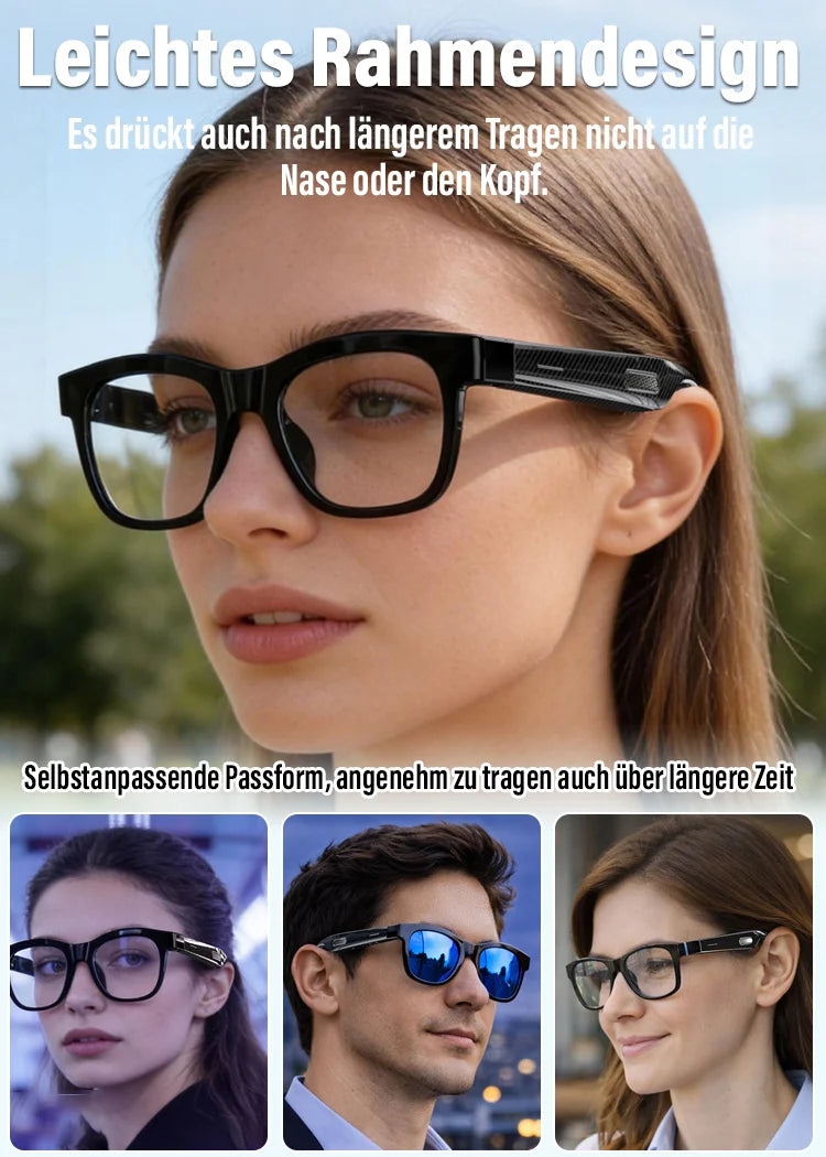 KI-Smart-Brille mit ChatGPT, 8-MP-Kamera und HD 1200P 4K-Videoaufzeichnung, Echtzeitübersetzung in über 160 Sprachen, Bluetooth 5.4, HiFi-Audio- und Musiksteuerung, intelligente Sonnenbrille mit Videoaufzeichnung für unterwegs