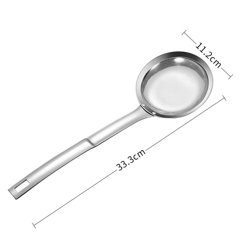 🍳 50% RABATT! 🥣 Edelstahl-Ölschöpfer mit Aufhängehaken – Feinmaschig, abtrennend & vielseitig – Ideal für Suppen, Frittierfett & Rückstände 🔥