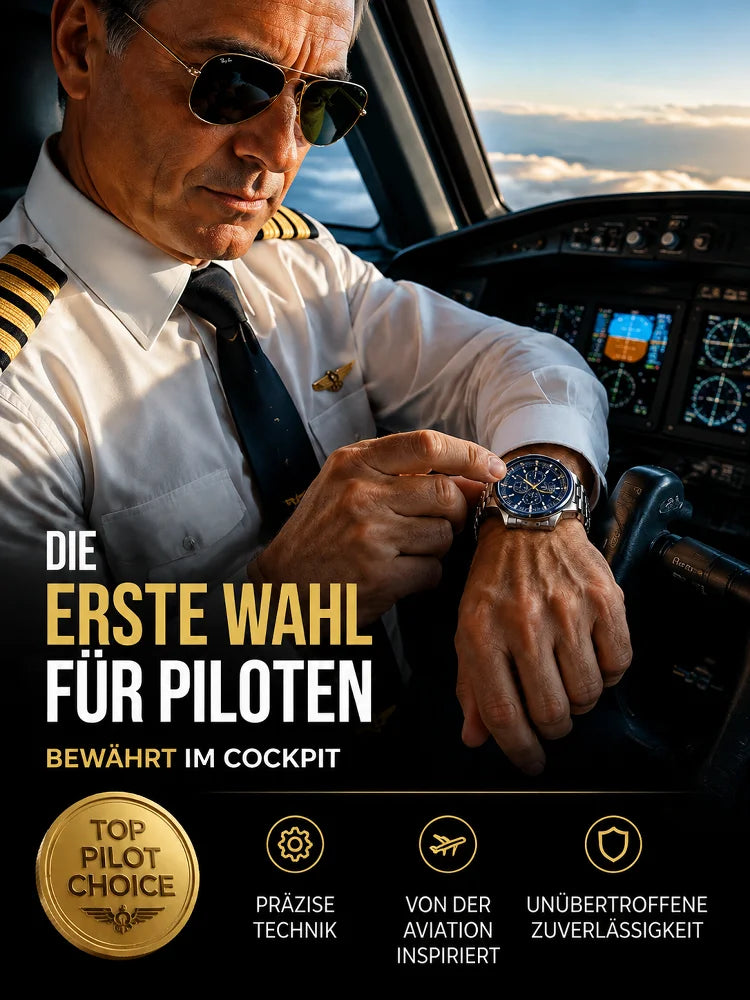 2D Dreiaugen-Sechszeiger-Solar-Fliegeruhr