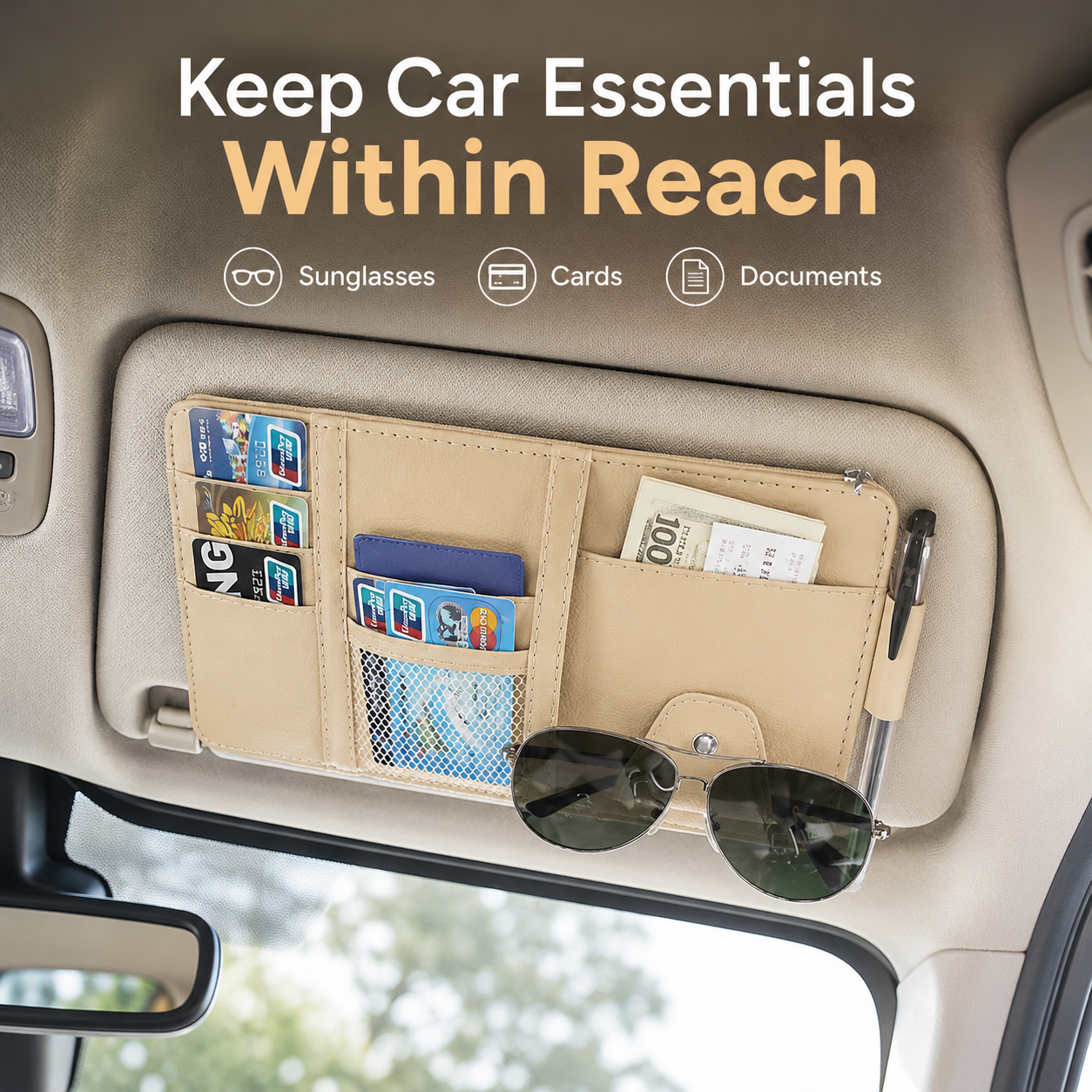 All-in-One-Organizer für die Sonnenblende im Auto