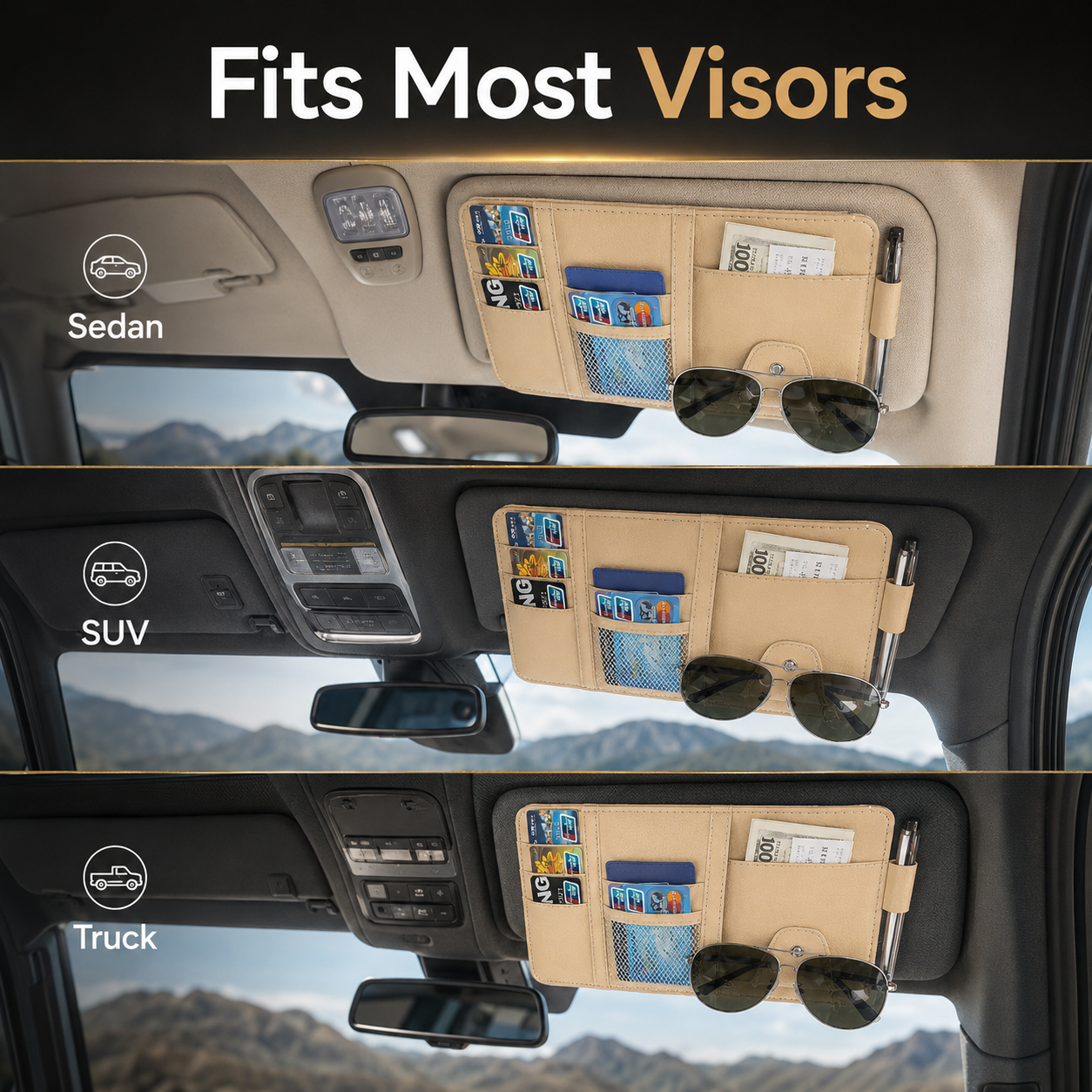 All-in-One-Organizer für die Sonnenblende im Auto