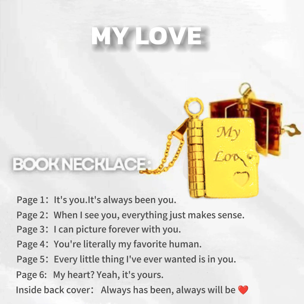 🎃 HALLOWEEN-SPECIAL: 50 % RABATT! 📖💖 „Mein Buch“-Halskette – Ein kleines Schmuckstück voller großer Gefühle! ✨ Das perfekte Geschenk für deine Liebsten 🎁