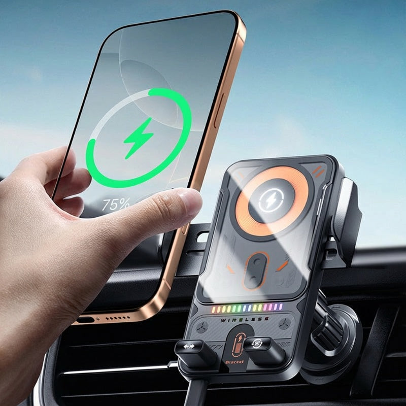📢📢57 % Rabatt!! ⏰Intelligenter 2-in-1-Autotelefonhalter mit automatischer Drehfunktion und kabellosem Ladegerät⚡