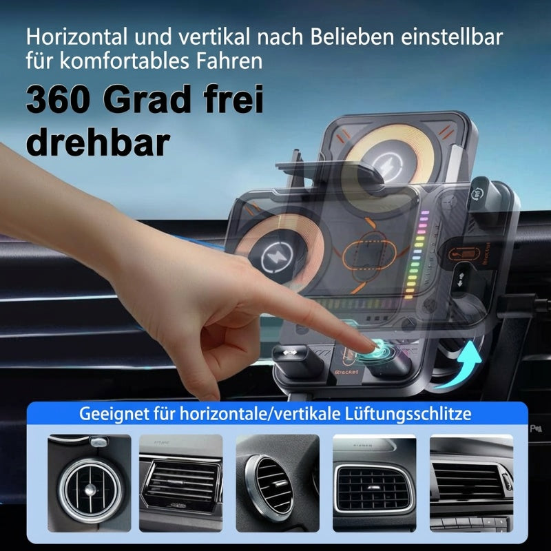📢📢57 % Rabatt!! ⏰Intelligenter 2-in-1-Autotelefonhalter mit automatischer Drehfunktion und kabellosem Ladegerät⚡