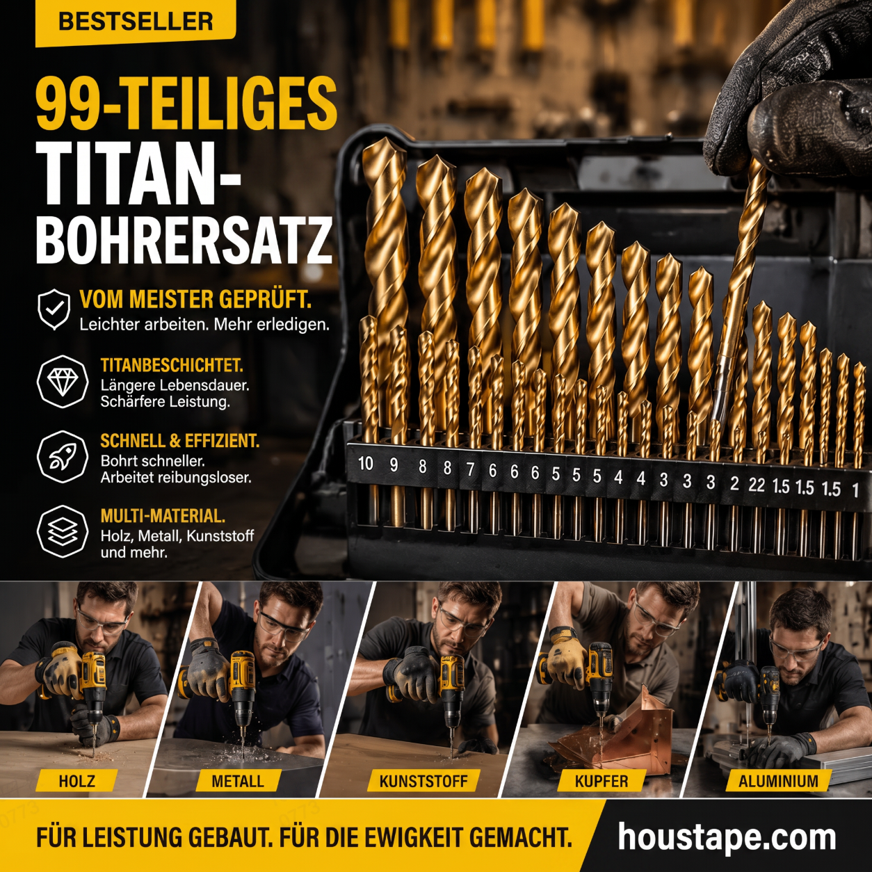 🔧 50% RABATT! ⚡ 99-teiliges Set titanbeschichteter Bohrer – Hochwertig, langlebig & vielseitig – Perfekt für Heimwerker & Profis 🛠️
