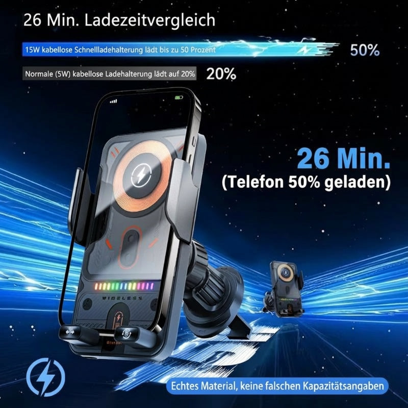 📢📢57 % Rabatt!! ⏰Intelligenter 2-in-1-Autotelefonhalter mit automatischer Drehfunktion und kabellosem Ladegerät⚡