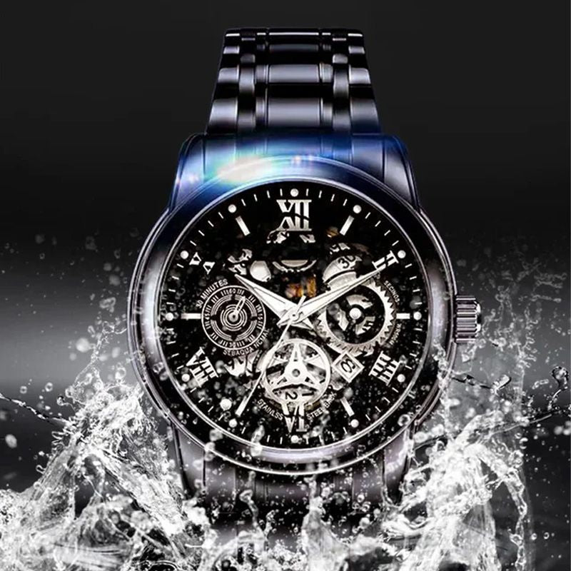 🔥Wasserdichte römische skelettierte mechanische Herrenuhr