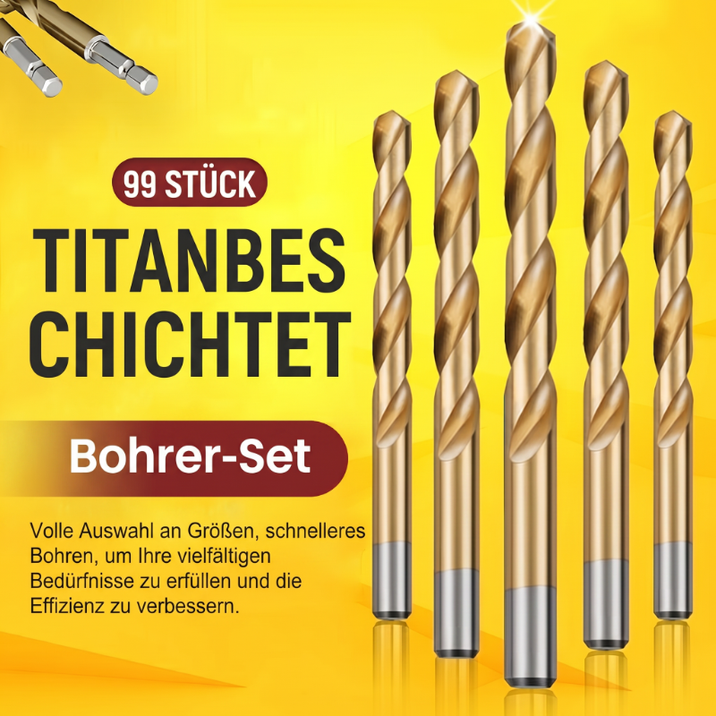 🔧 50% RABATT! ⚡ 99-teiliges Set titanbeschichteter Bohrer – Hochwertig, langlebig & vielseitig – Perfekt für Heimwerker & Profis 🛠️