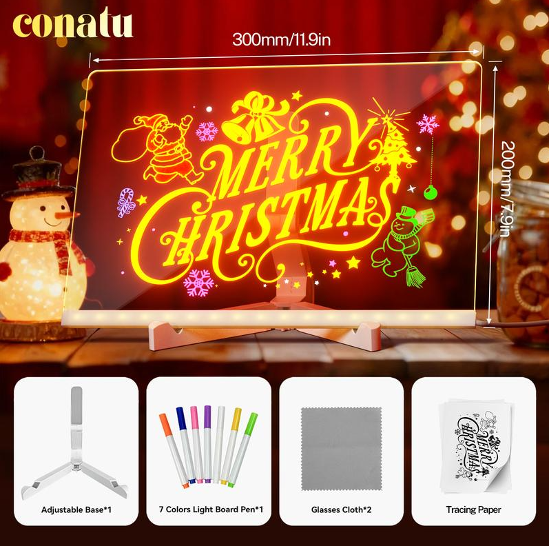 🎄Weihnachtsaktion 49% Rabatt🎁Kreatives wiederbeschreibbares Acryl-LED-Nachrichtenschild